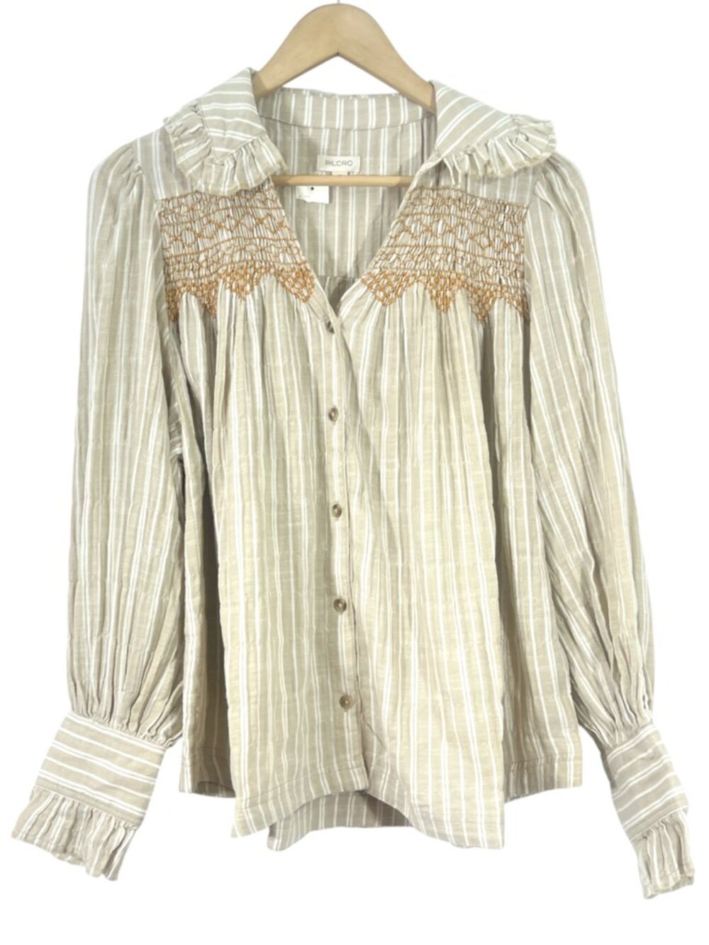 Anthropologie Victorian Button Blouse Stripe New w/ Cut Tag